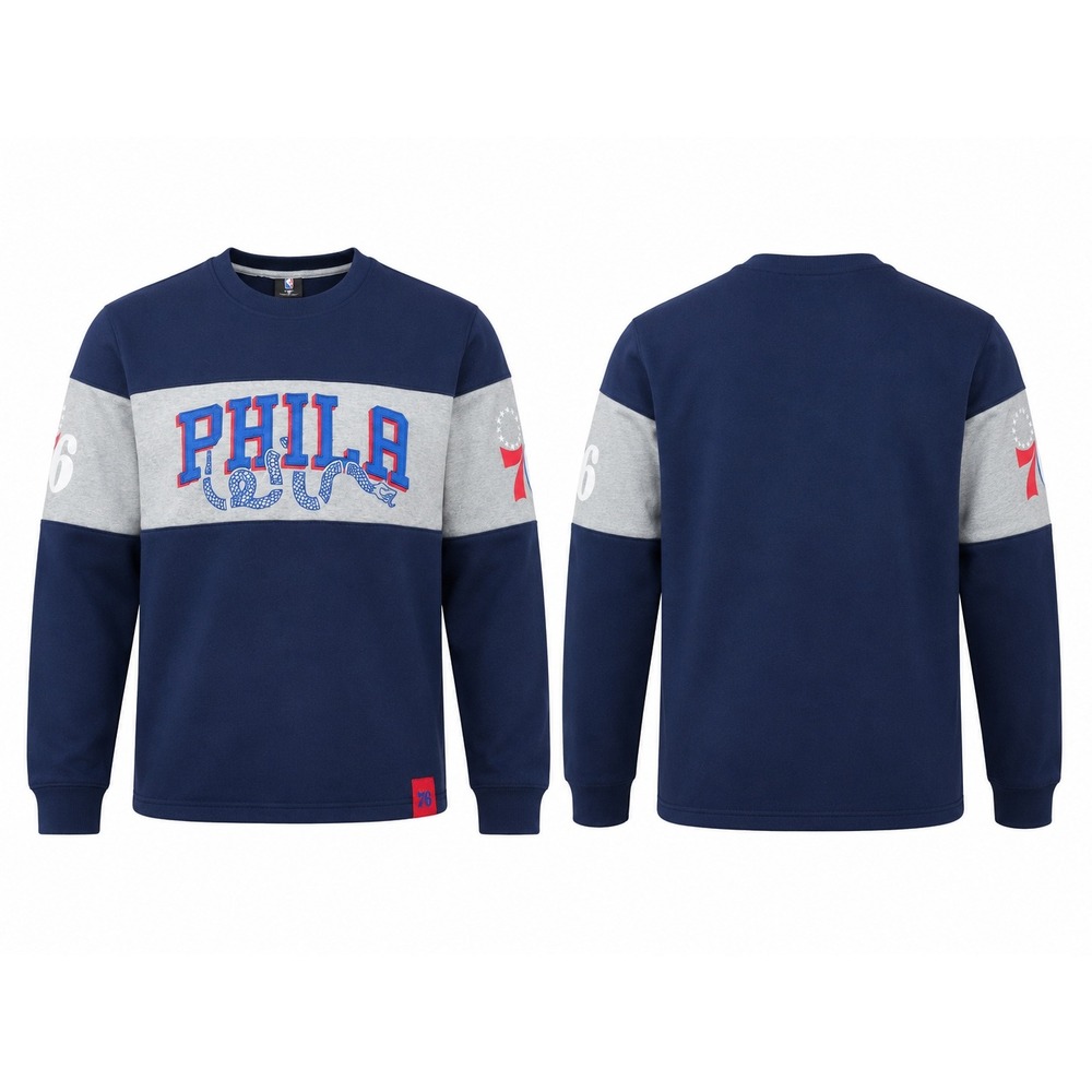 NBA Philadelphia 76ers Mens M Navy Gray PHILA Snake Embroidered Pullover Topβ